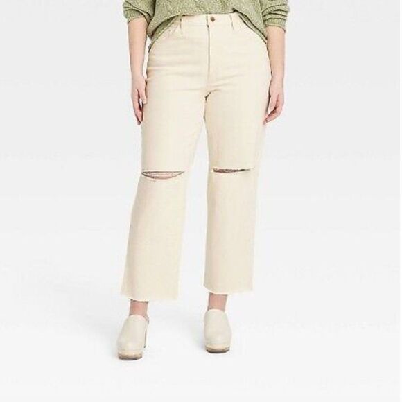 Universal Threads Off-White Vintage Straight Distressed Pants - Picture 5 of 5